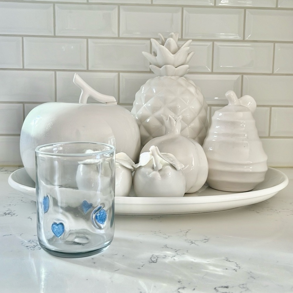 Anthropologie Icon Juice Glass Blue Heart RARE - Picture 3 of 8